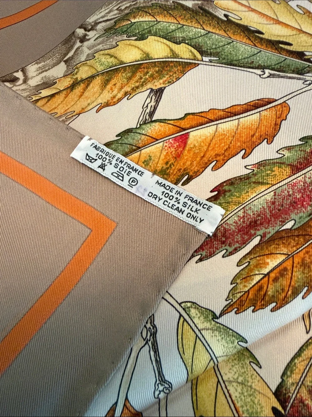 Hermes Autumn Leaves Silk Scarf - Orange, Brown, Green